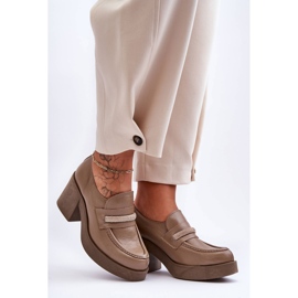 Lemar Leather Brogues On Heel With Decoration Dark Beige Gelanor 1