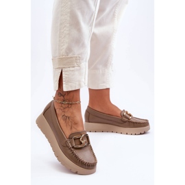 Lemar Leather Platform Loafers With Embellishments Dark Beige Desmond 2
