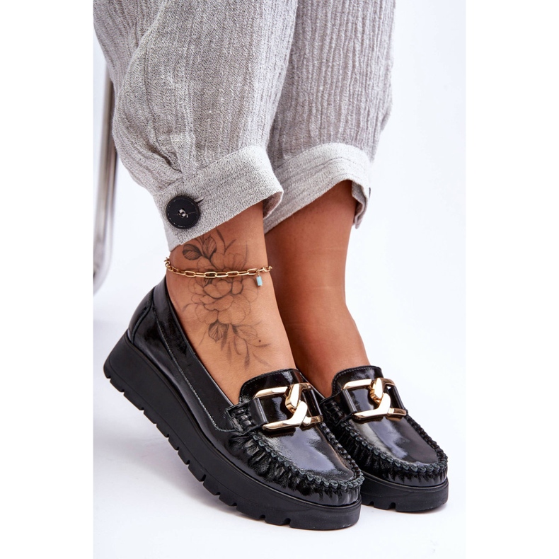 Lemar Black Desmond Leather Platform Loafers With Embellishment 1 Lemar Black Desmond Leather Platform Loafers With Embellishment 1