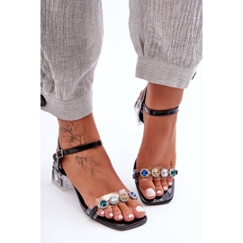 Women's Sandals On High Heels With Crystals Black S.Barski MR1037-01 2