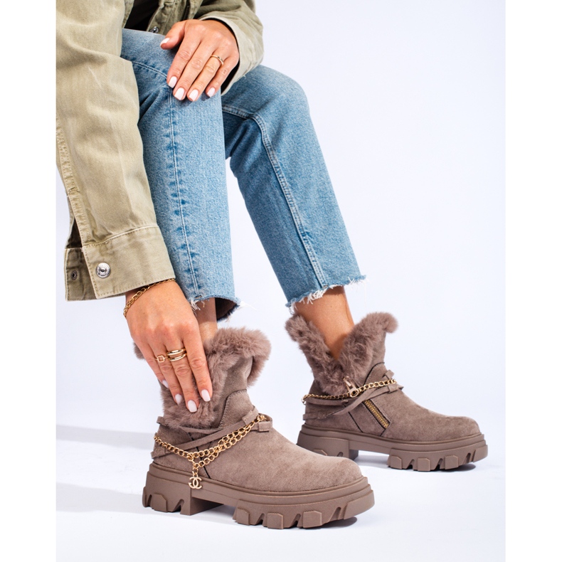 Women's suede boots on the Shelovet platform brown 1