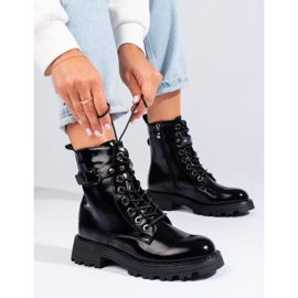 Lacquered laced Shelovet women's pouches black 1