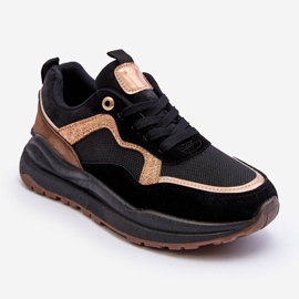 Fashionable Leather Women's Sport Shoes Black Calarene 1