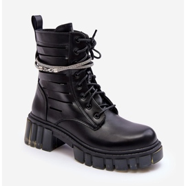 Fashionable Black Rocky Worker Boots With A Decorative Strap 2