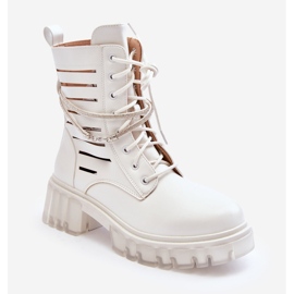 Fashionable Worker Boots With A Decorative Stripe White Rocky 1
