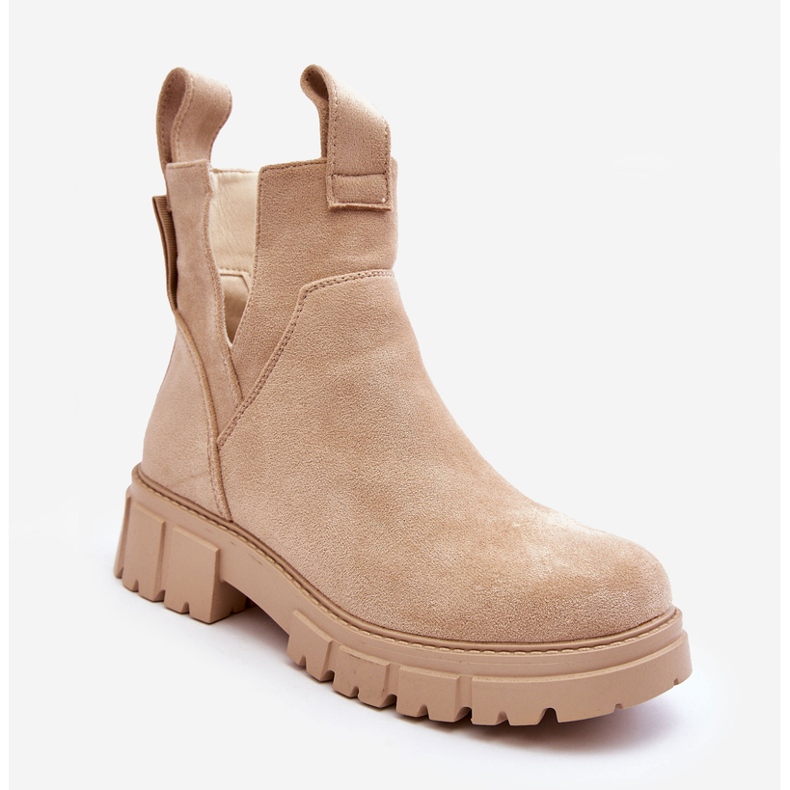Cut-out Worker Boots Light Beige Heaven 1