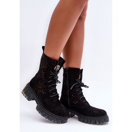 Openwork Boots Workers Black Ideally 1