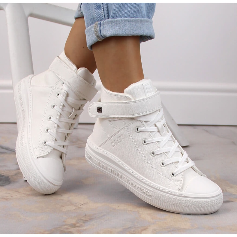 Insulated sneakers with laces and velcro white Big Star MM274006 1