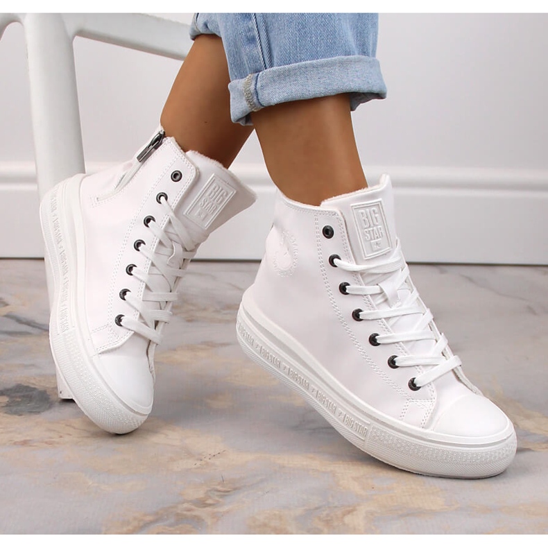 White Big Star MM274021 insulated sneakers with laces and a zipper 1