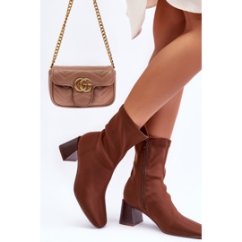 Brown Amisa Fabric Zipper Boots 2