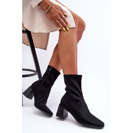 Black Amisa Fabric Zipper Boots 2