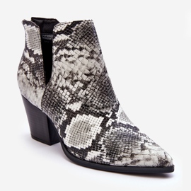 Women's Cut Out Snake Boots Black And White Caderina 1