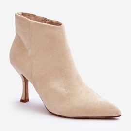 Women's Suede High Heel Boots Light Beige Merisa 2