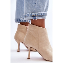 Women's Suede High Heel Boots Light Beige Merisa 1