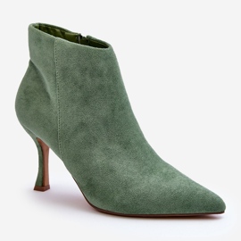 WS1 Women's Suede High Heel Boots Green Merissa 1