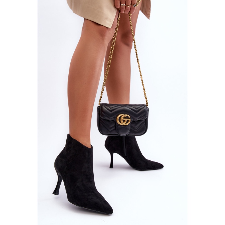 Women's Suede High Heel Boots Black Merisa 1