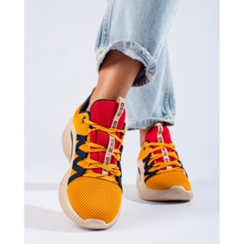 Women's Big Star sneakers KK274061 beige brown red yellow 1