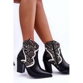 Women's Snake Cowboy Boots Black And White Leara 2
