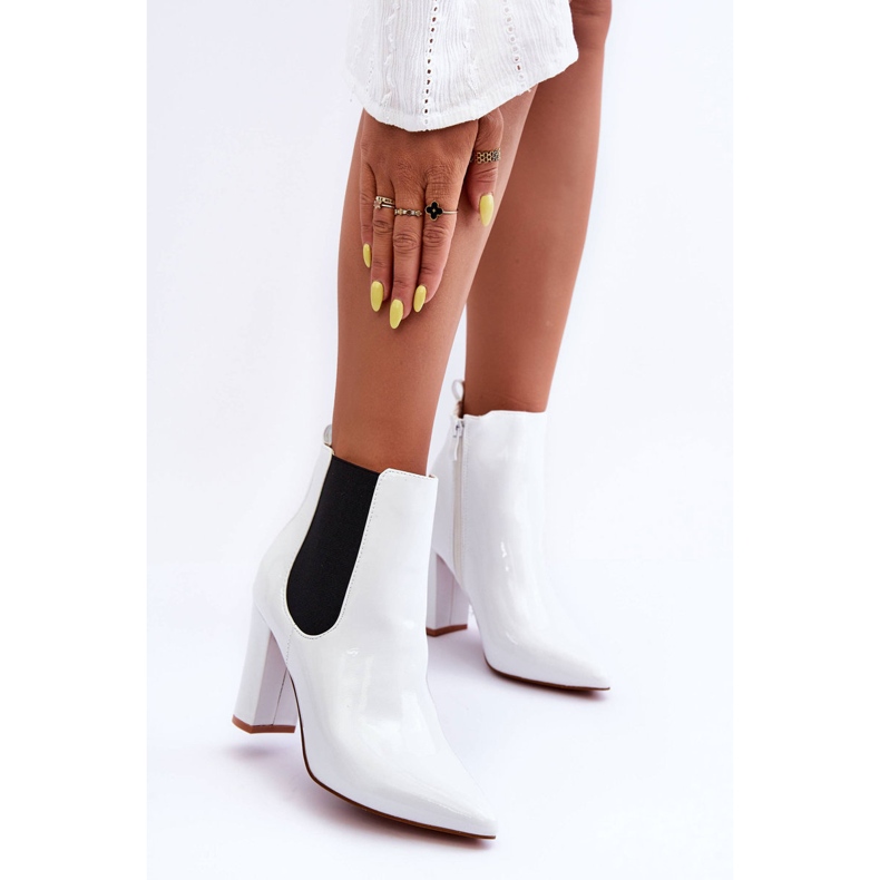 Lacquered Boots On A Heel White Evita 2
