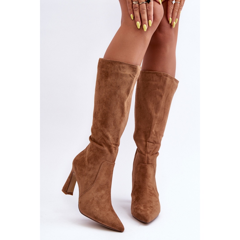 Brown Suede Heel Boots Adrolio 2