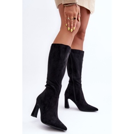 Black Suede Heel Boots 2