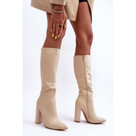 WS1 Elegant High Heels Leather Beige Eudonice 1