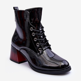 Vinceza Lacquered High Heel Boots Black Luloshe 2