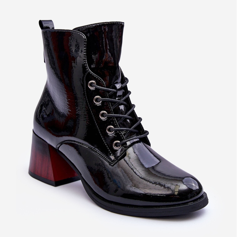 Vinceza Lacquered High Heel Boots Black Luloshe 2