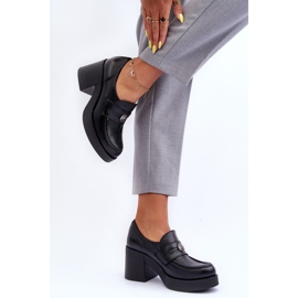 Lemar Women's Leather Shoes On Heel Black Dunadia 2