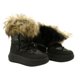 News Women's snow boots with fur 23SN26-6567 black 7