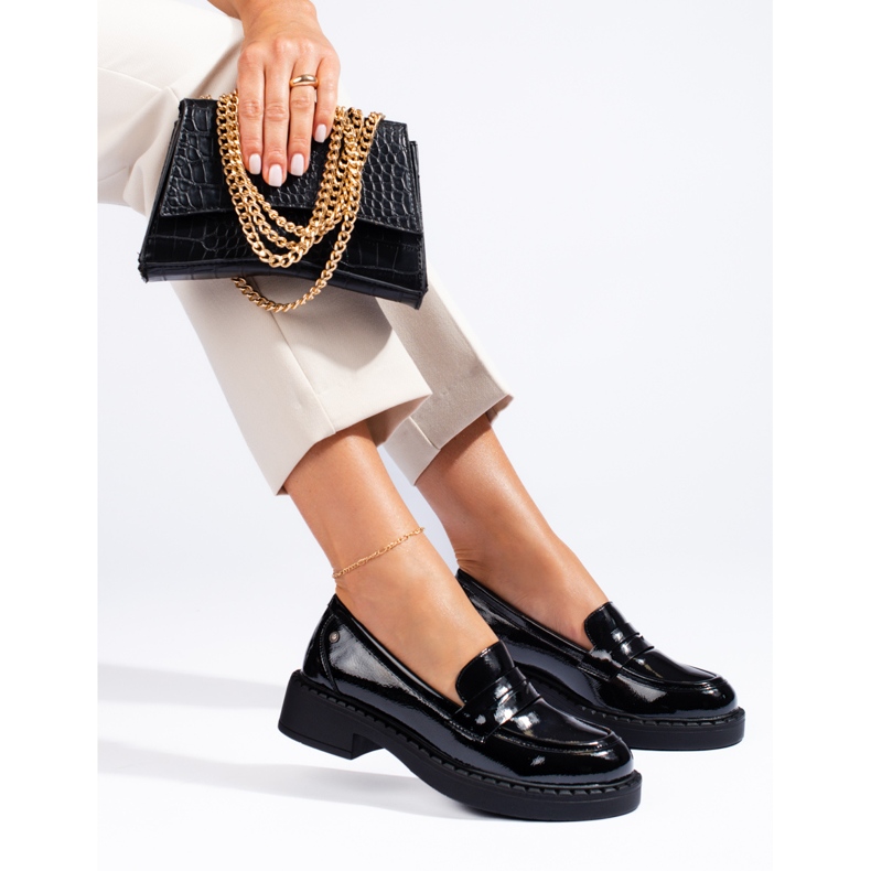 W. Potocki Lacquered black women's loafers from Potocki 1