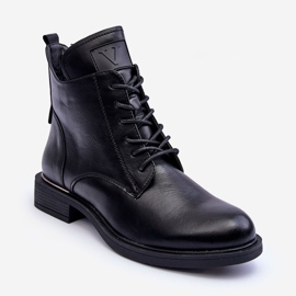 Vinceza Women's Leather Worker Boots Black Tedrick 1