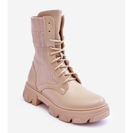 Women's Lace-up Worker Boots Beige Marlissa 2 Women's Lace-up Worker Boots Beige Marlissa 2