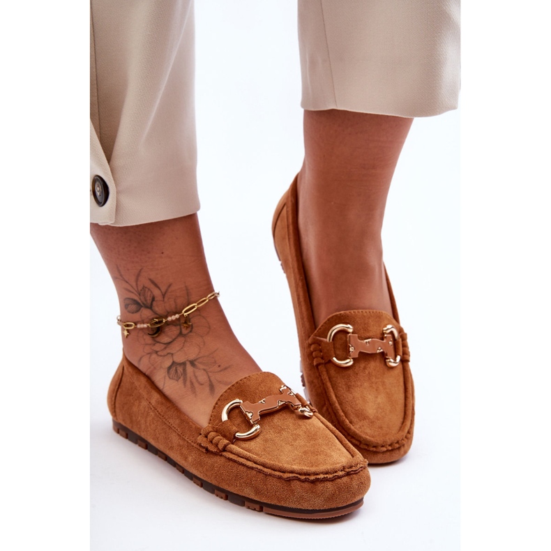 PG1 Women's Suede Loafers With Decoration Brown Dionira 1