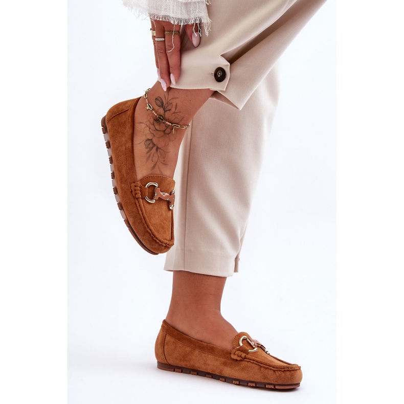 PG1 Women's Suede Loafers With Decoration Brown Dionira 2