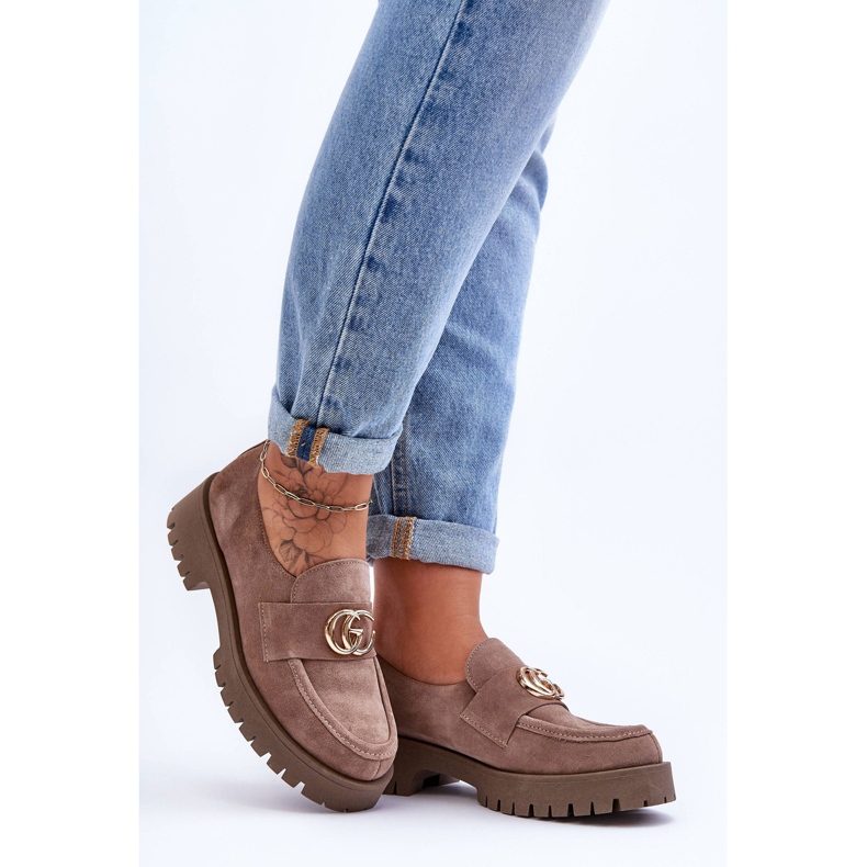 Laura Messi Women's Suede Shoes With Decoration Dark Beige Rosefalls 1 Laura Messi Women's Suede Shoes With Decoration Dark Beige Rosefalls 1