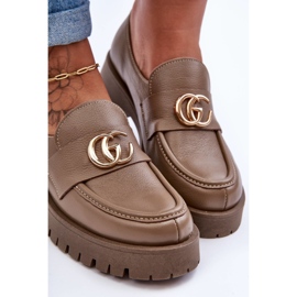 Laura Messi Women's Leather Shoes With Decoration Dark Beige Rosefalls 2 Laura Messi Women's Leather Shoes With Decoration Dark Beige Rosefalls 2