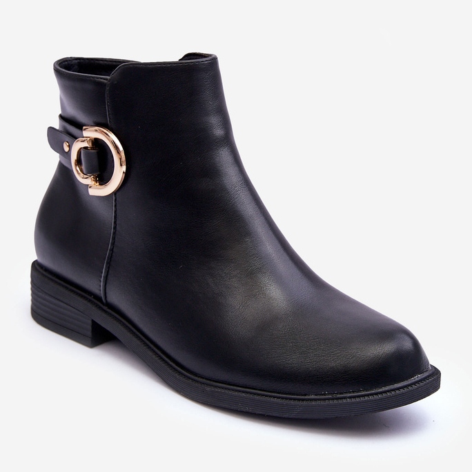 FD1 Black Meronei Flat Heel Boots 1