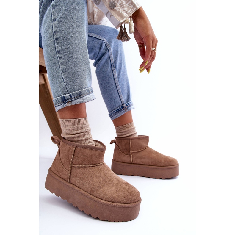 FD1 Suede Snow Boots On Dark Beige Corcoran Platform 1