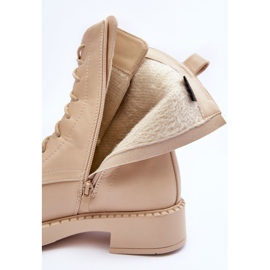 WS1 Light Beige Aganne Flat Heel Worker Boots 2