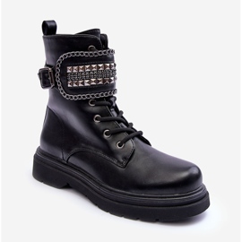 Black Kongei Studded Leather Worker Boots 1