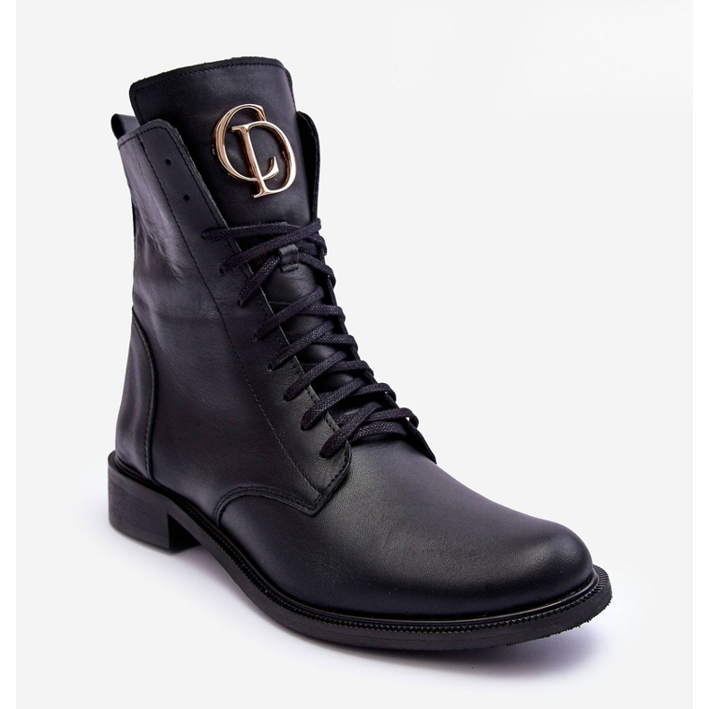 Lace-Up Leather Boots With Decoration Black Nicole 2750 1 Lace-Up Leather Boots With Decoration Black Nicole 2750 1