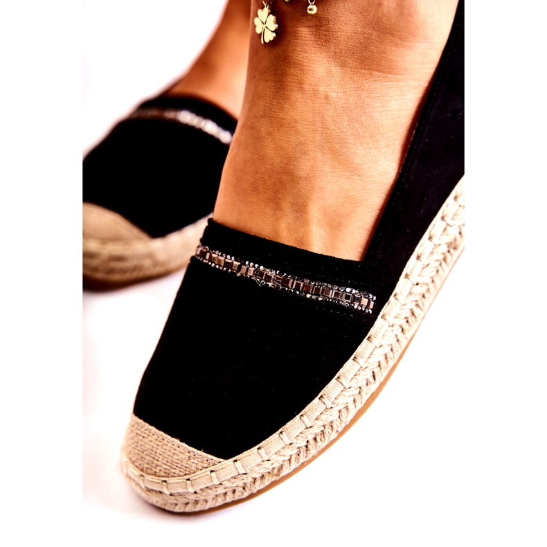 S.Barski Classic Women's Black Slip-On Espadrilles Cersei 6