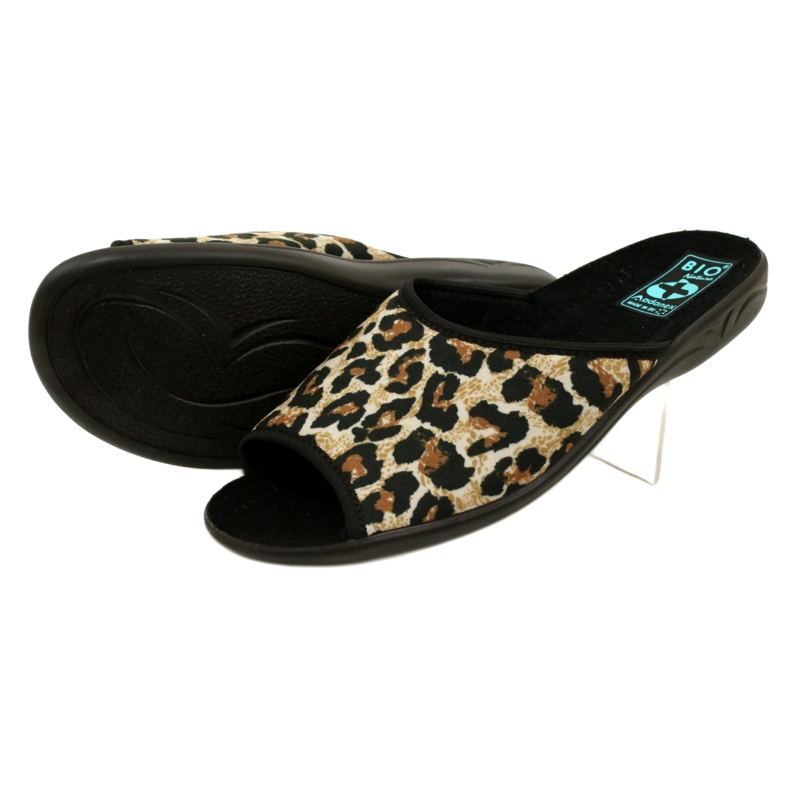 Adanex 16833 women's leopard slippers black 4