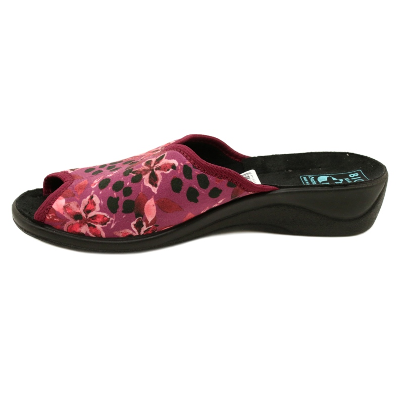 Women's Velor Slippers Adanex 28344 Maroon with Flowers black 2 Women's Velor Slippers Adanex 28344 Maroon with Flowers black 2