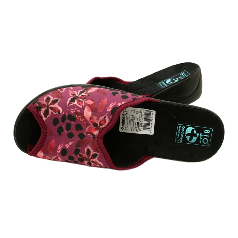 Women's Velor Slippers Adanex 28344 Maroon with Flowers black 5 Women's Velor Slippers Adanex 28344 Maroon with Flowers black 5