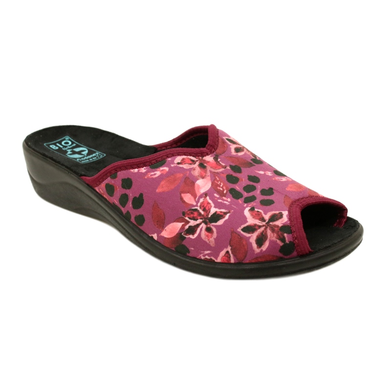 Women's Velor Slippers Adanex 28344 Maroon with Flowers black 1 Women's Velor Slippers Adanex 28344 Maroon with Flowers black 1