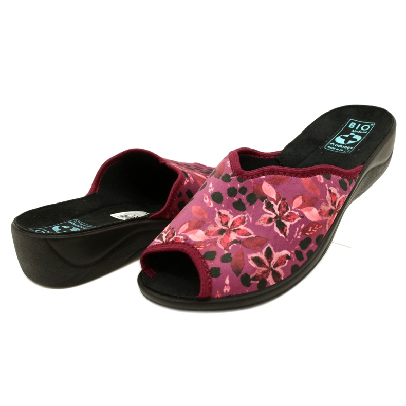 Women's Velor Slippers Adanex 28344 Maroon with Flowers black 4 Women's Velor Slippers Adanex 28344 Maroon with Flowers black 4