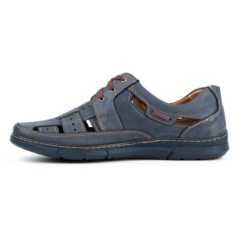 Olivier Men's openwork summer shoes 600 navy blue 1