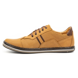Polbut Men's casual leather shoes 1801P red orange 1